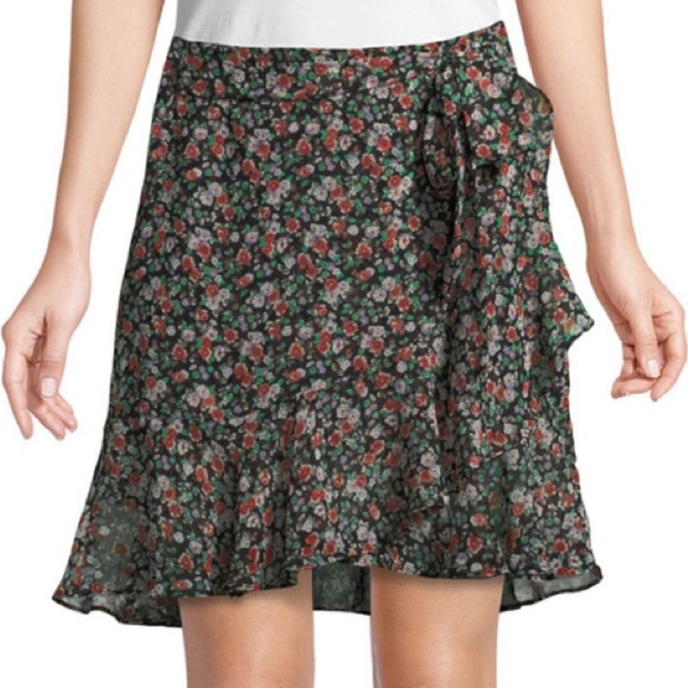 Rebecca Minkoff Alice A-line Multicolored Floral Ruffle Wrap Style Skirt Sz XS